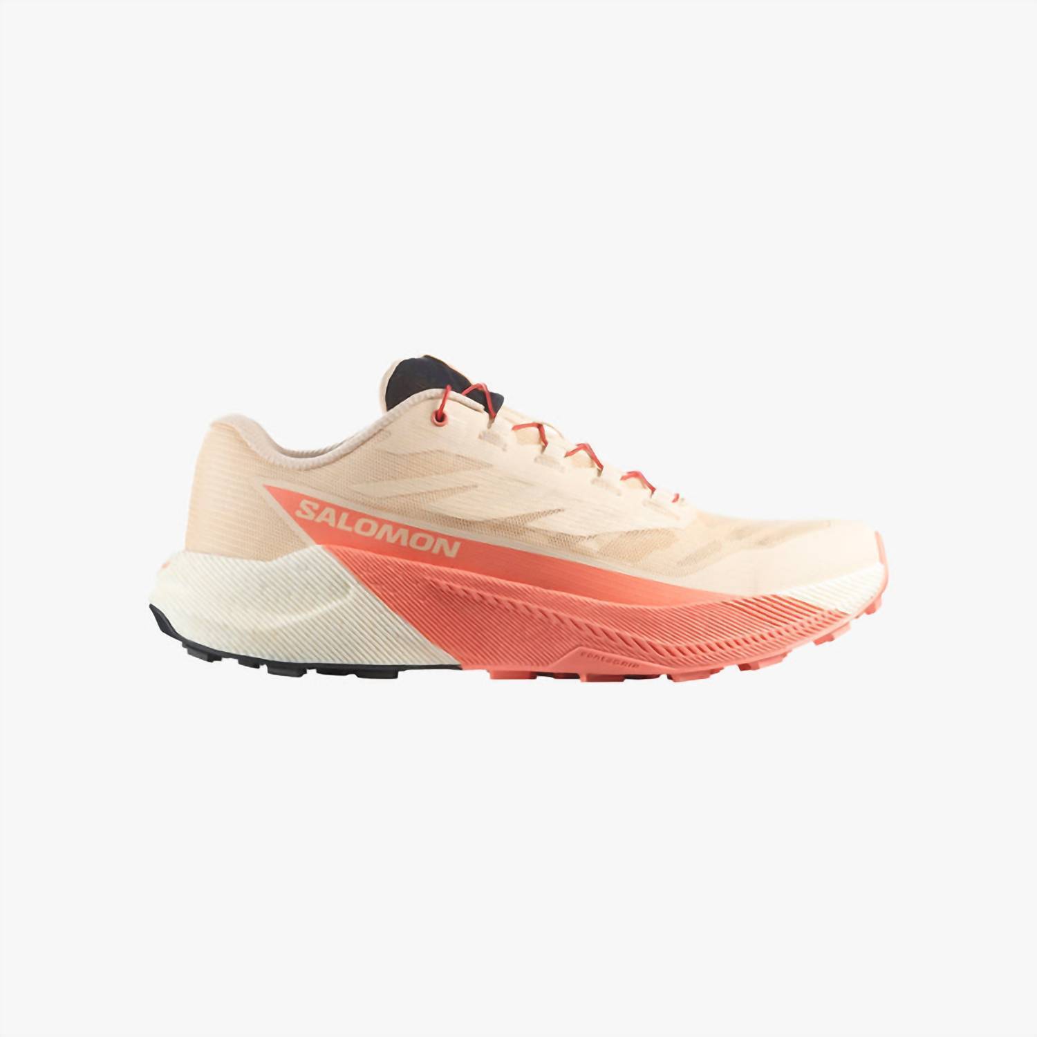 New Salomon Women's Pulsar Trail Running Shoe In Tender Peach/Vanilla Ice/Fusion